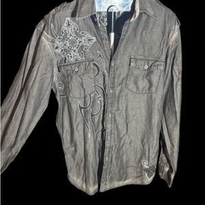 2/$20 Roar Gray Lightweight Shirt Jacket with Collared Design